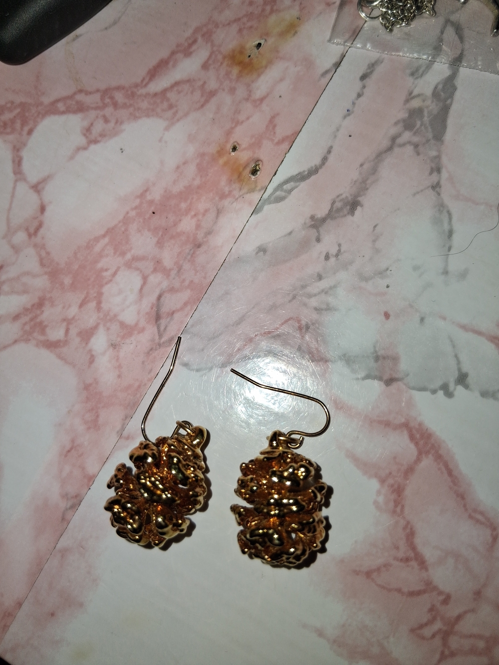 Pinecones Gold Drop Earrings for Women - Elegant Gold-Tone Design